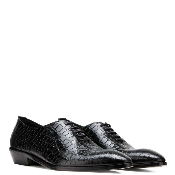 Men Handmade Croco Texture Leather Oxford Shoe
