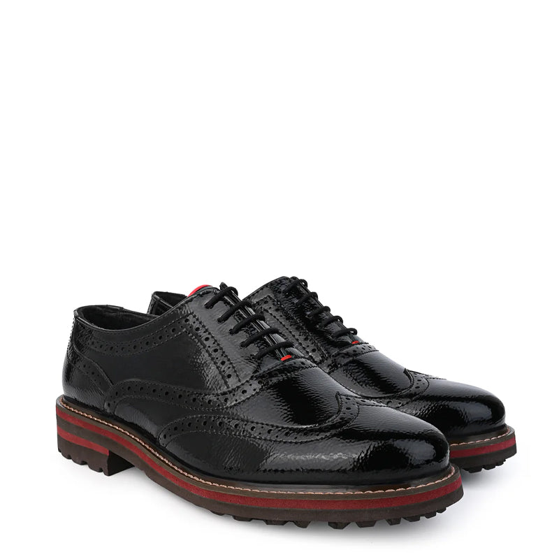 Patent Leather Wingtip Shoes For Men