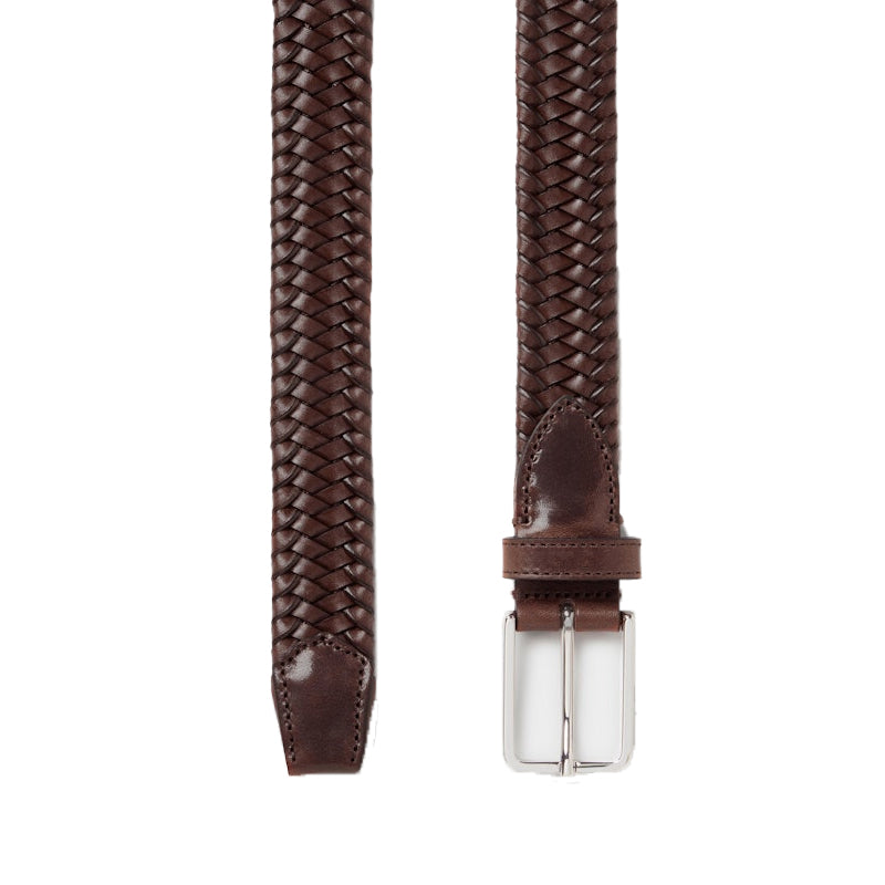 Men Double Leather Braided Belt