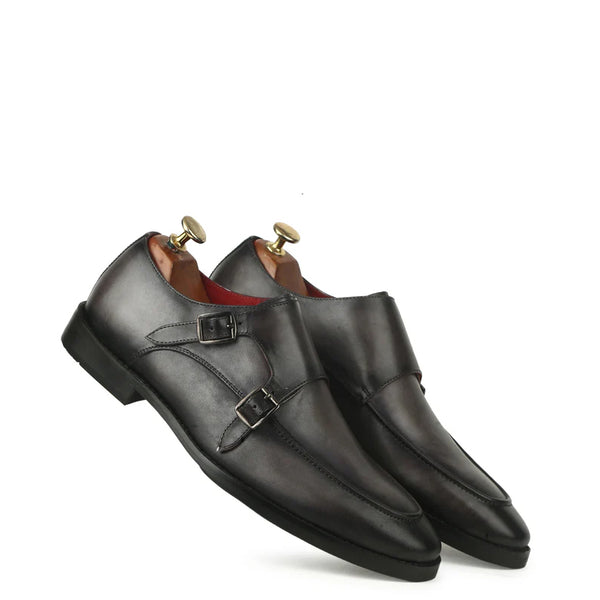 Classic Solid Leather Double Monk Shoe