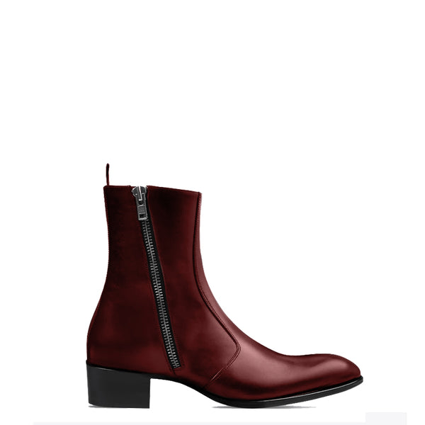 Side Zip Boot Leather - Wine