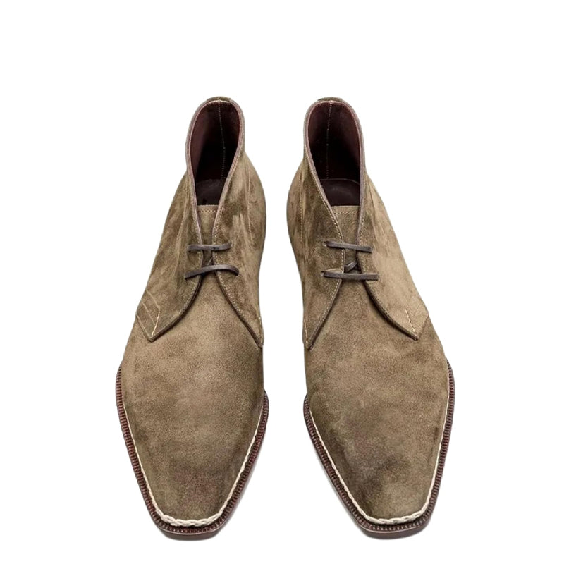 Handmade Suede Leather Lace-Up Chukkas Boots