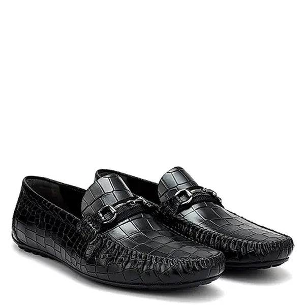 Premium Croco Textured Leather Driving Loafer
