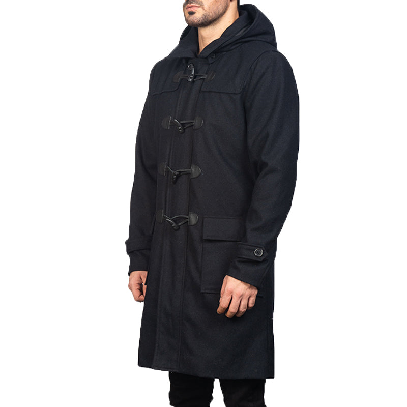 Drake Leather Hooded Duffle Coat For Men