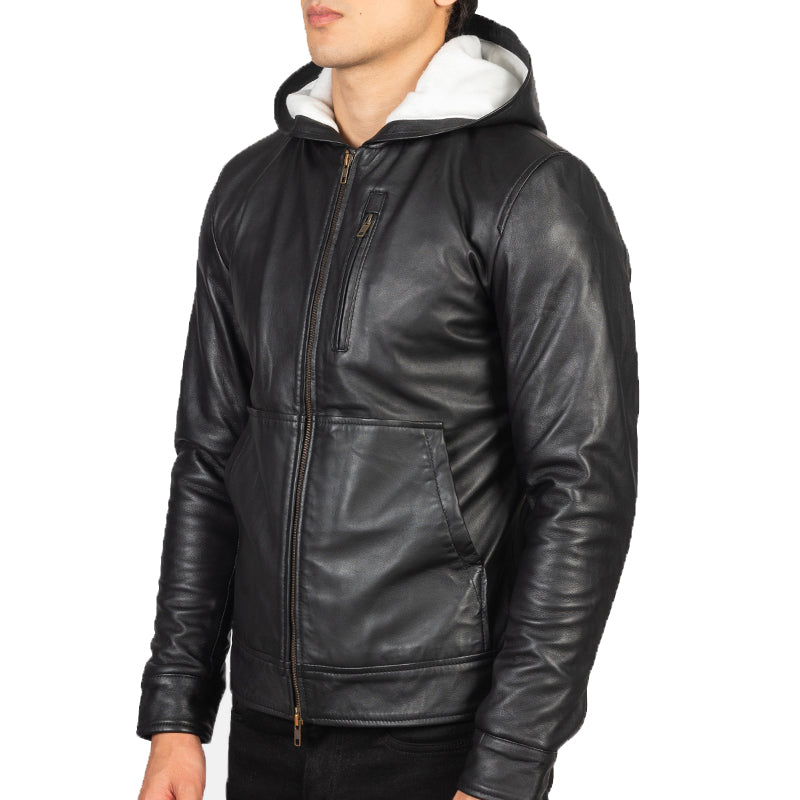 Canna Hooded Leather Bomber Jacket