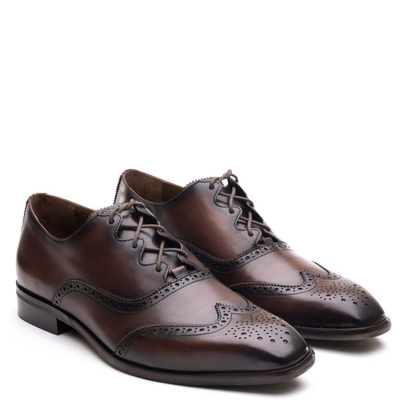 Leather Whole Cut Wingtip Oxford Shoes