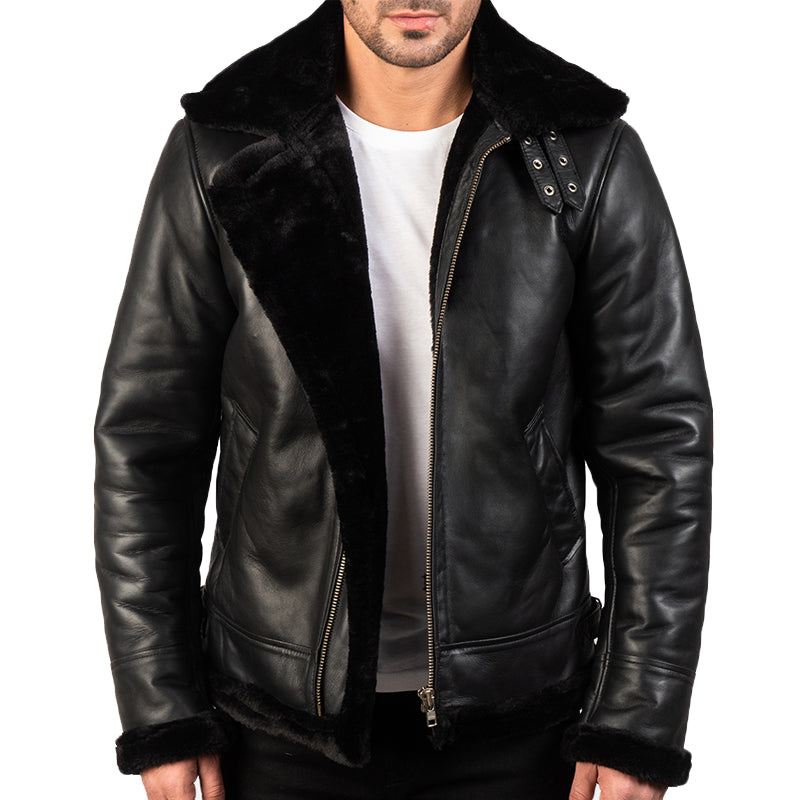 Francis B-3 Leather Bomber Jacket For Men