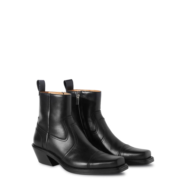 Men Leather High Side Zipper Ankle Boot