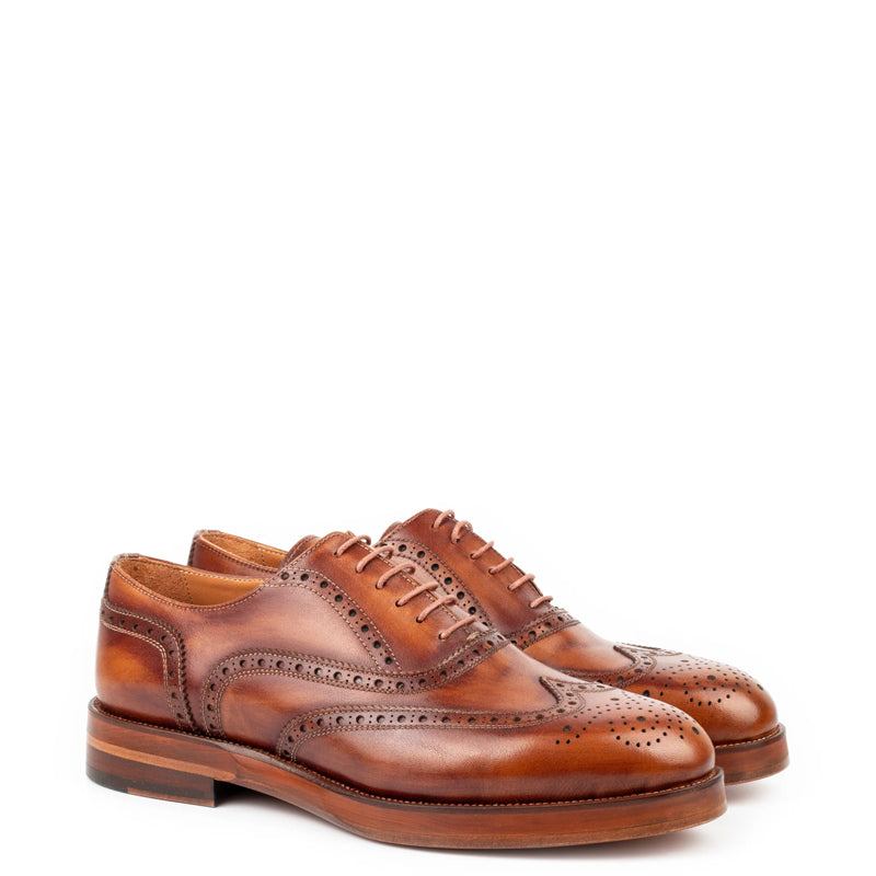 Classic Design Wingtip Pure Leather Oxford Shoe Blue