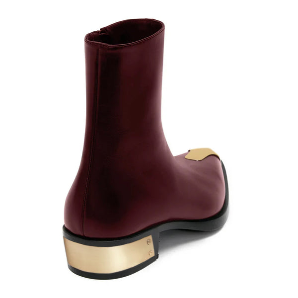 Punk Leather Boots Golden Toe Shoe
