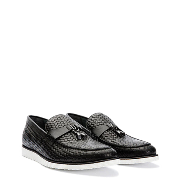 Leather Tassel Loafer for Men - Black