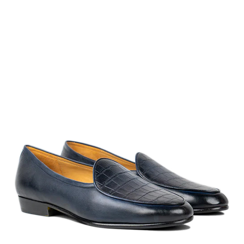 Croco Solid Leather Formal Brown Loafer