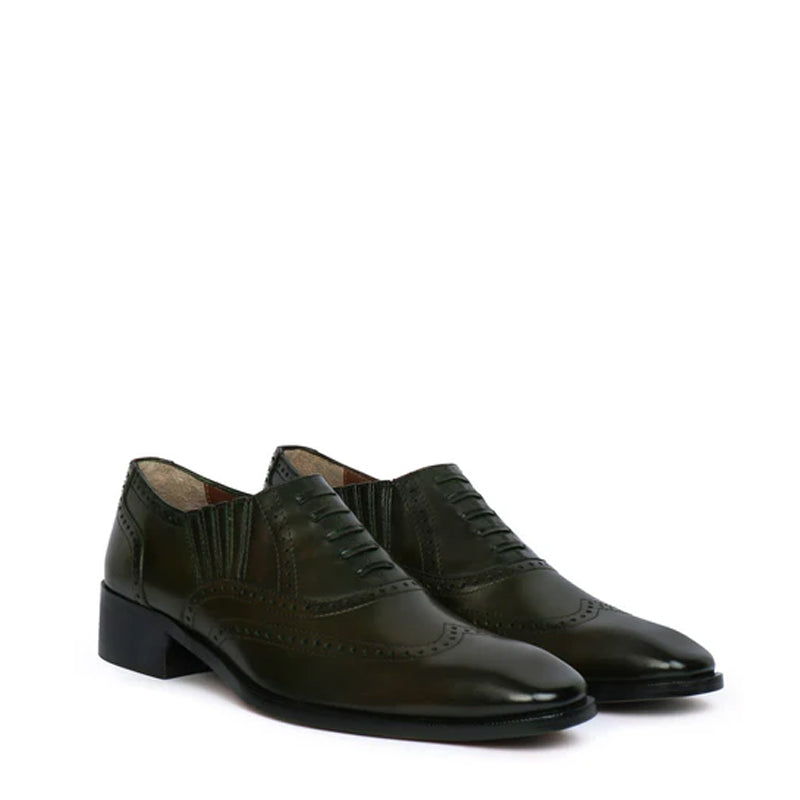 Leather Square Toe Lace-Up Oxford Brown Shoe