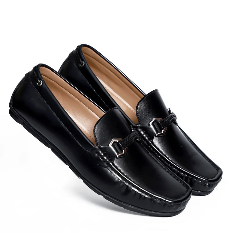 Premium Plain Leather Buckled Loafers