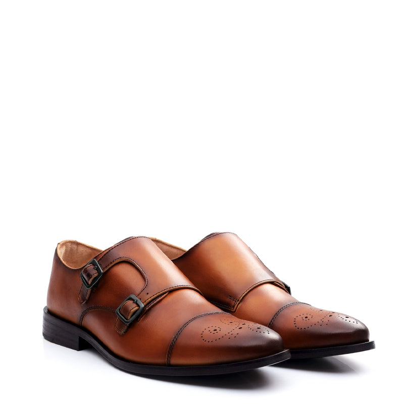 Premium ToeCap Double Monk Strap Leather Shoes