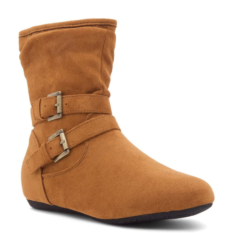 Suede mid calf boots flat deals
