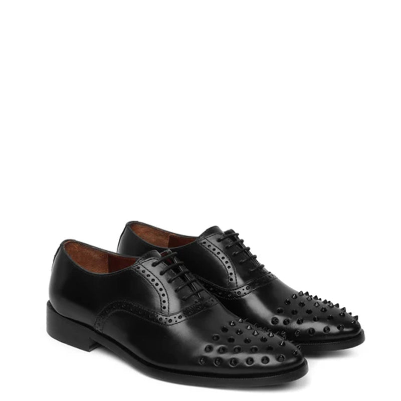 Men Leather Oxford Shoes with Studded Toe