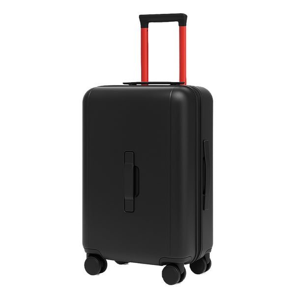 Luxury Wide Tan Trolley Luggage Bag - Black