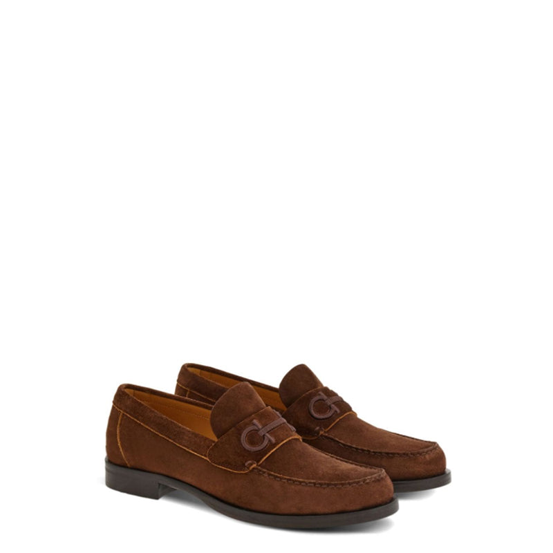 Brown Fort Ricamo Suede Loafers for Men