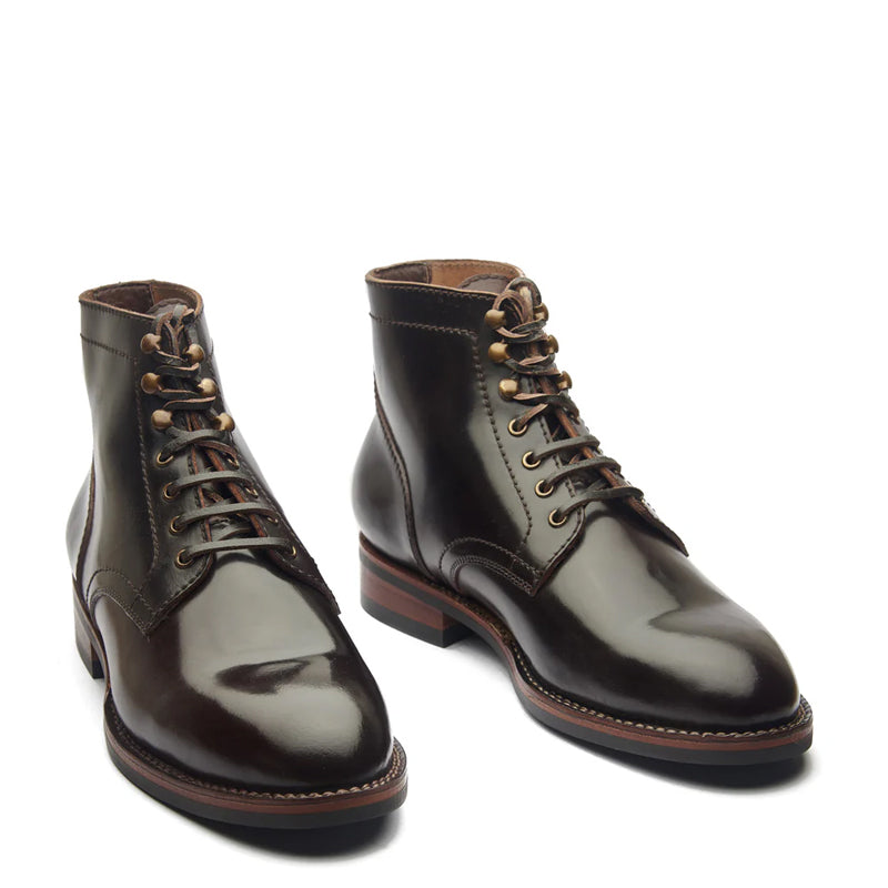 Men Polished Leather Derby Ankle Boots