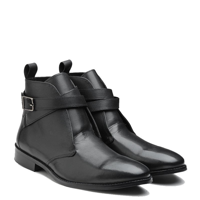 Leather Mid Top Regular Boots With Buckle