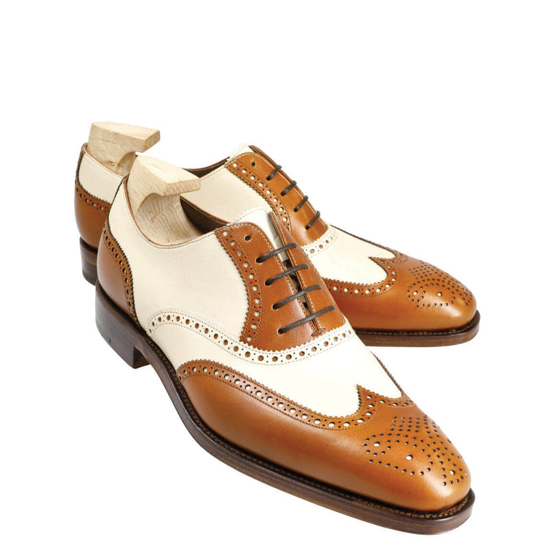 Wingtip Dual Tone Solid Leather Oxford Shoe Tan