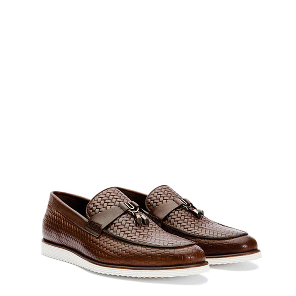 Leather Tassel Loafer for Men - Brown