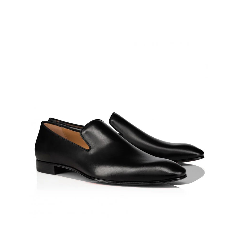 Pointed Toe Black Leather Slip-on Loafer