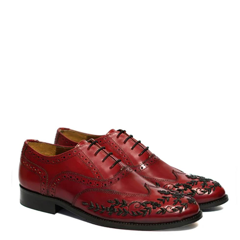 Leather Lace-Up Wingtip Shoes For Men