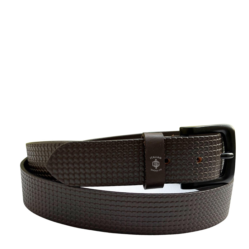 Strutturato Diamante Brown Leather Belt