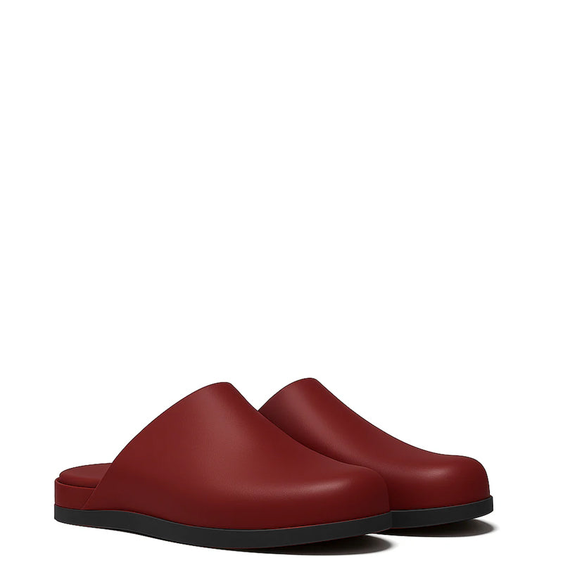 Black Leather Men Mule