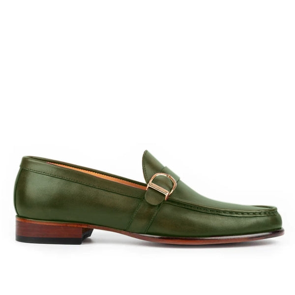 Enzo Single Monk Strap Shoe - Olive