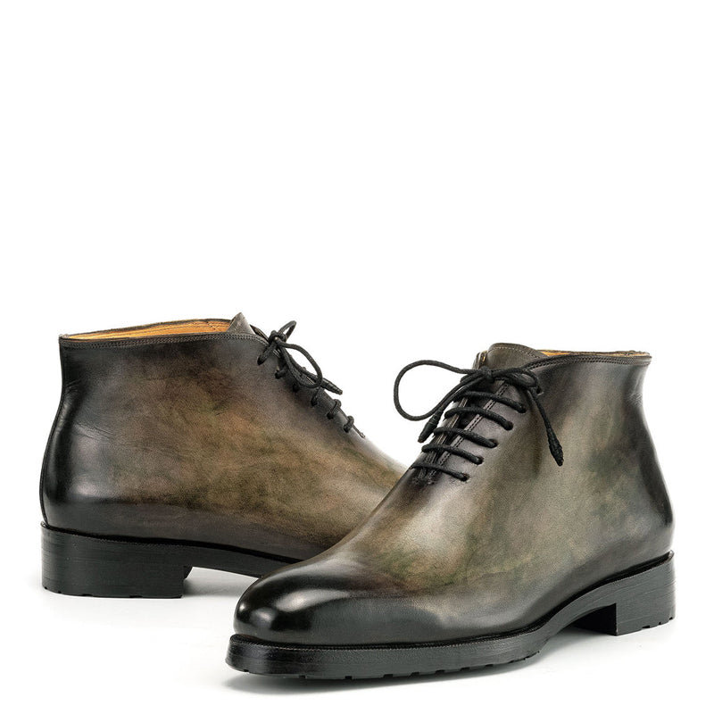 Patina Hand-Painted Leather Lace-Up Ankle Boots