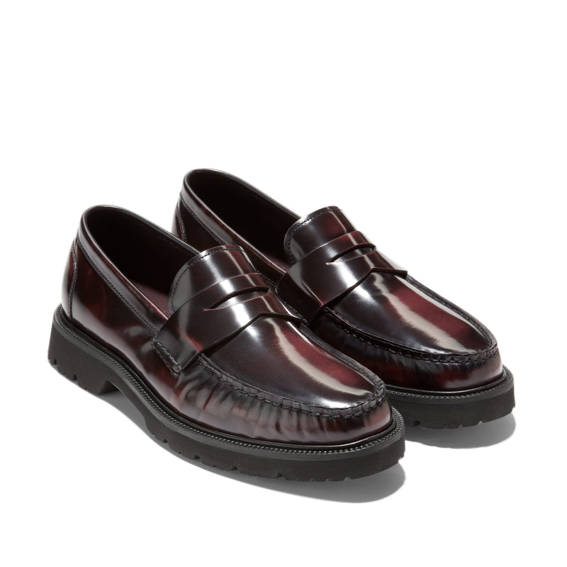 Platform Leather Penny Loafer Burgundy