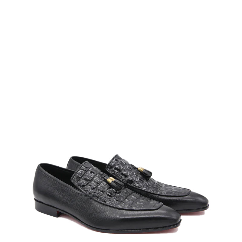 Men Crocodile Print Slip-On Tassel Loafers