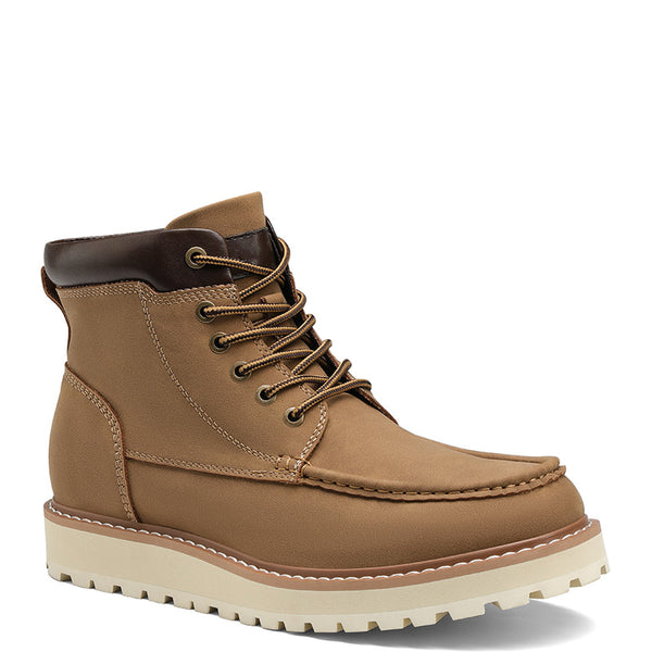 Men s Moc Toe Boot Fashion Comfort Casual Wedge Boot - Tan