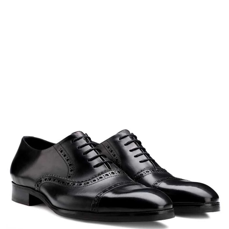 Polished Shiny Leather CapToe Oxford Shoe