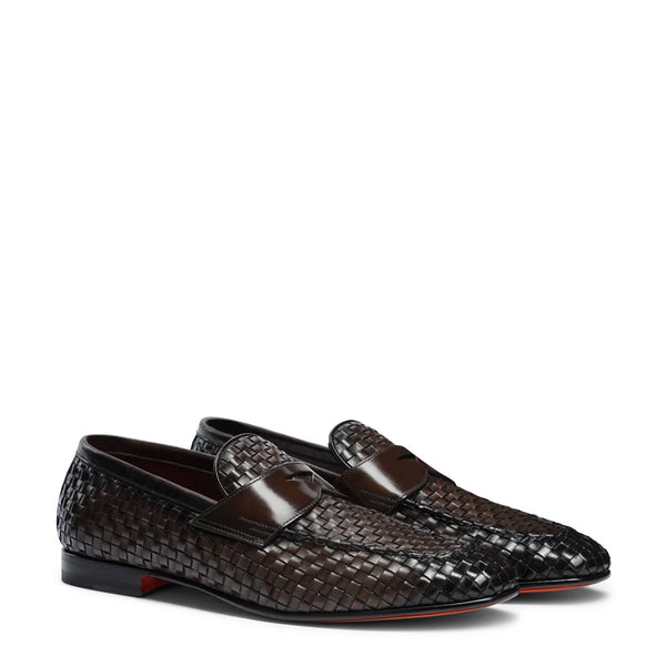 Penny Woven Shiny Leather Loafer