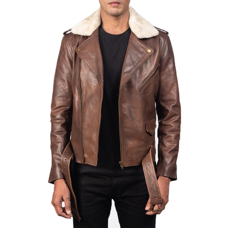 Furton Leather Biker Jacket For Men