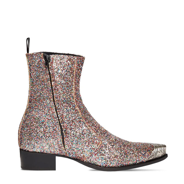 Side Zip Boot with Silver Toe - Glitter