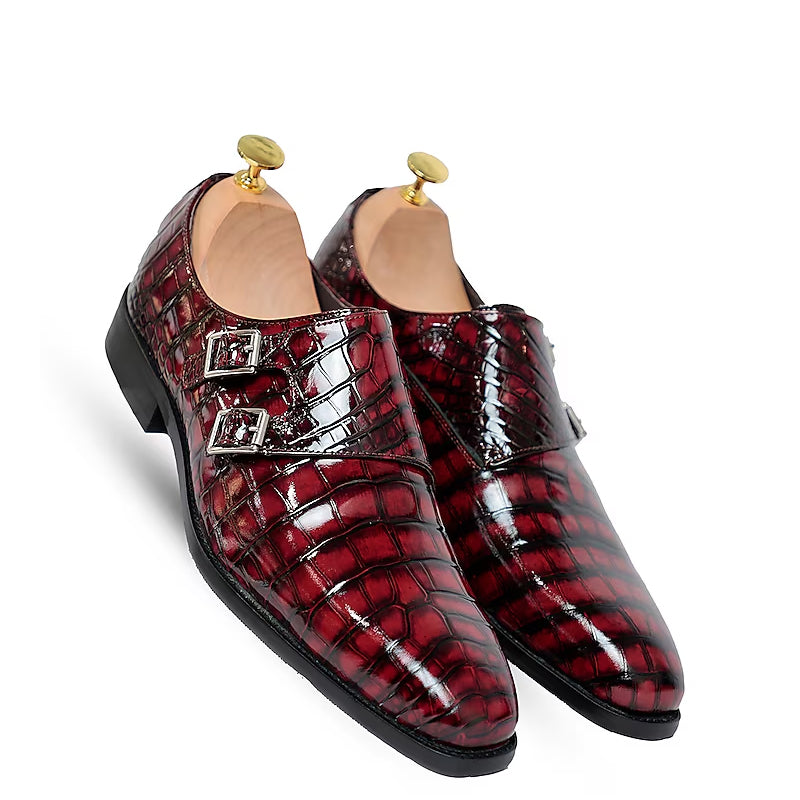 Patent Leather Double Monk Strap Shoes