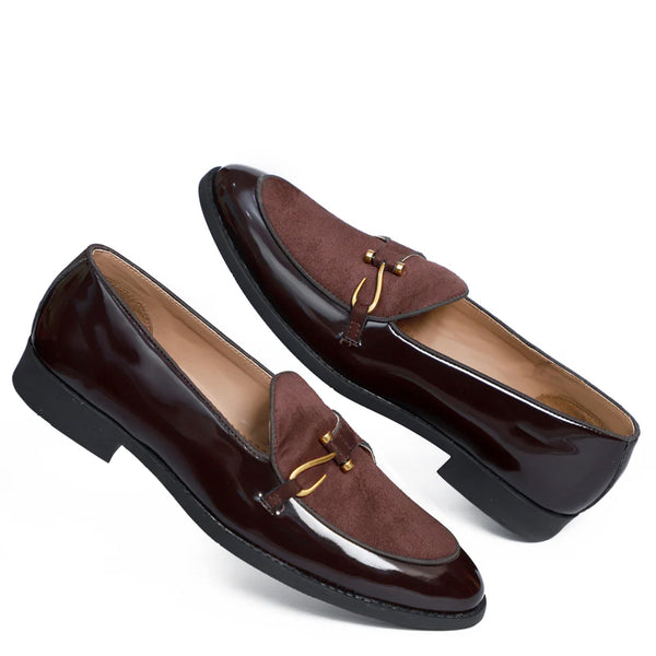 Patent Handmade Leather Loafer For Men - Brown