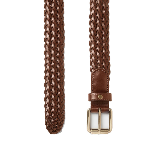 Men Pliancy Leather Braided Belt - Brown