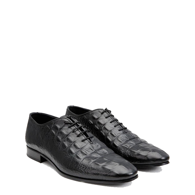 Black Textured Leather Oxford Men Shoe