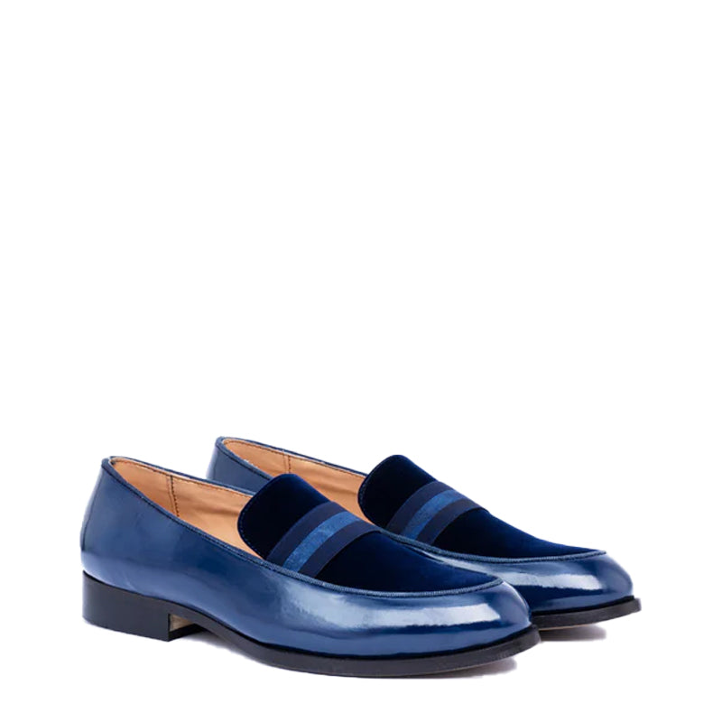 Upper Suede Patent Shiny Leather Black Loafer