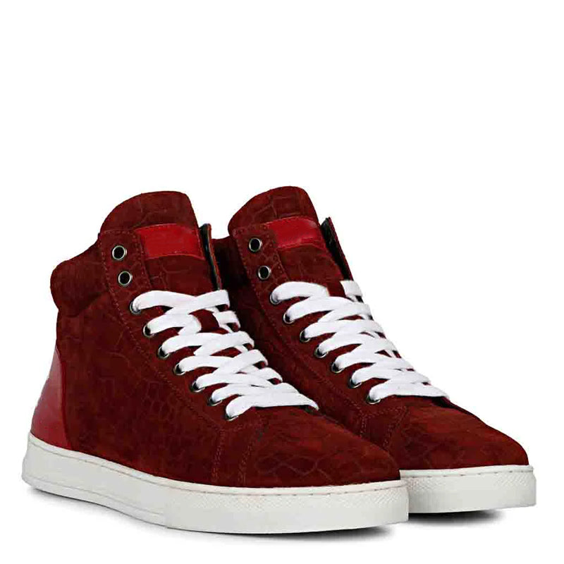 Croco Embossed Leather Sneakers For Men