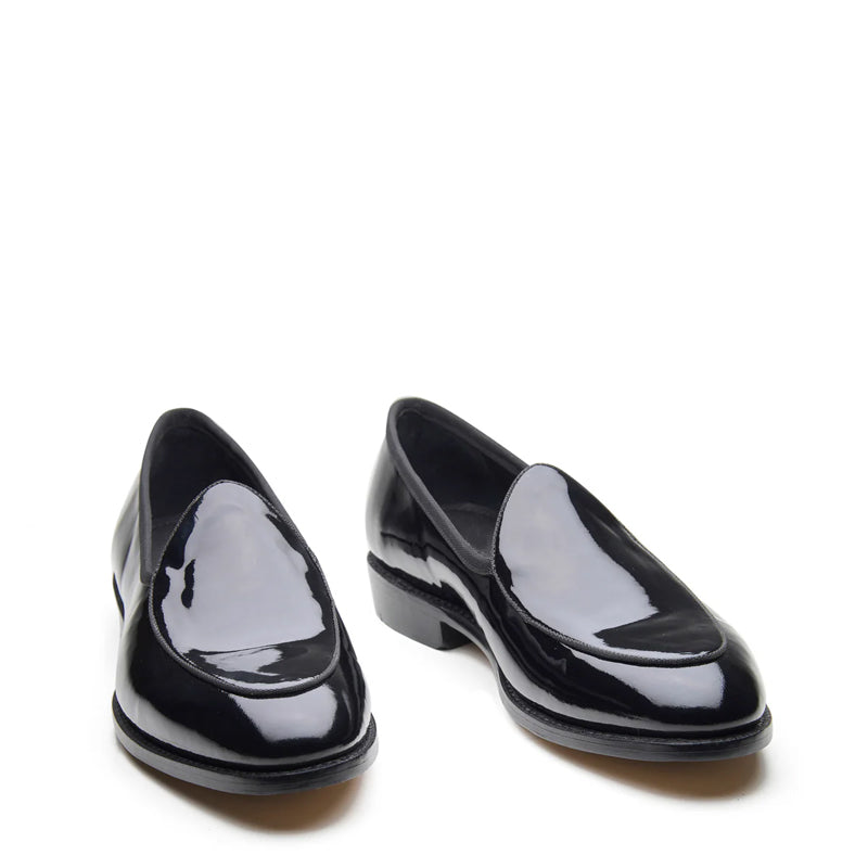Men s Patent Loafers Slip on Shoe Black