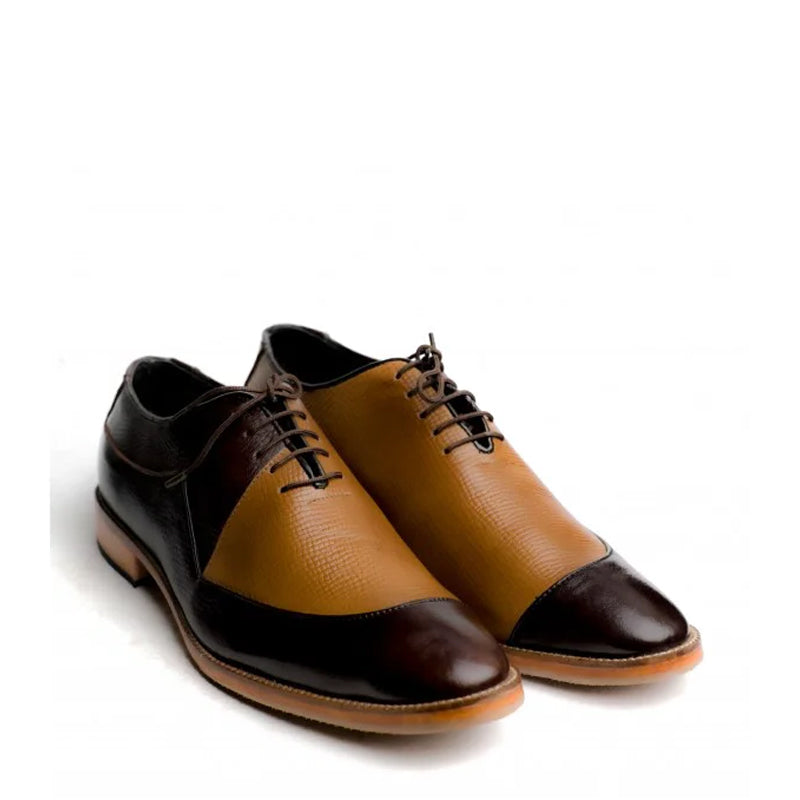 Leather Lace-Up Wholecut Oxford Shoes