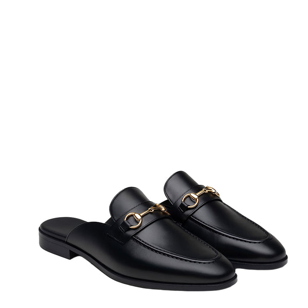 Noir Glide Leather Mule