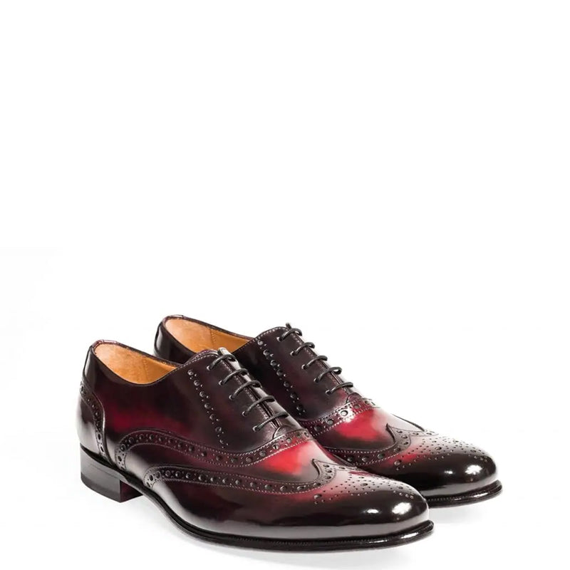 Wingtip Shiny Leather Oxford Tan Brown Shoe